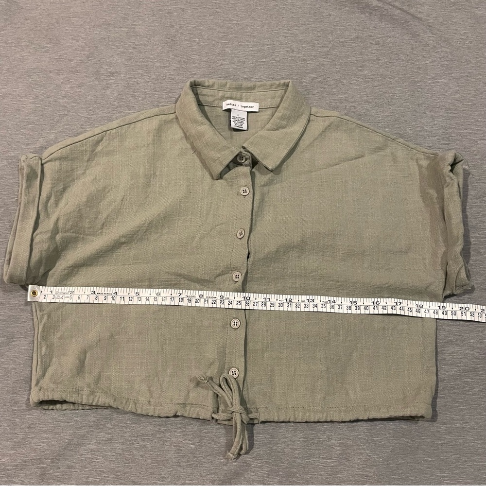 Better/Together Casual Sage Green Button-Up Crop Top Size Large - Picture 3 of 6